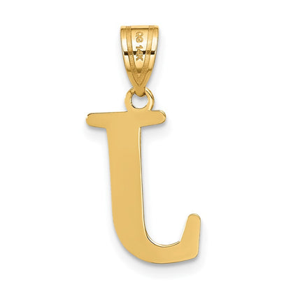 14k Yellow Gold Polished Etched Letter J Initial Pendant for Women