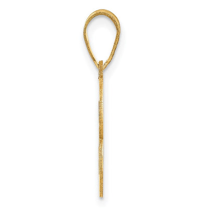 14k Yellow Gold Brushed Border Script Number 3 Pendant