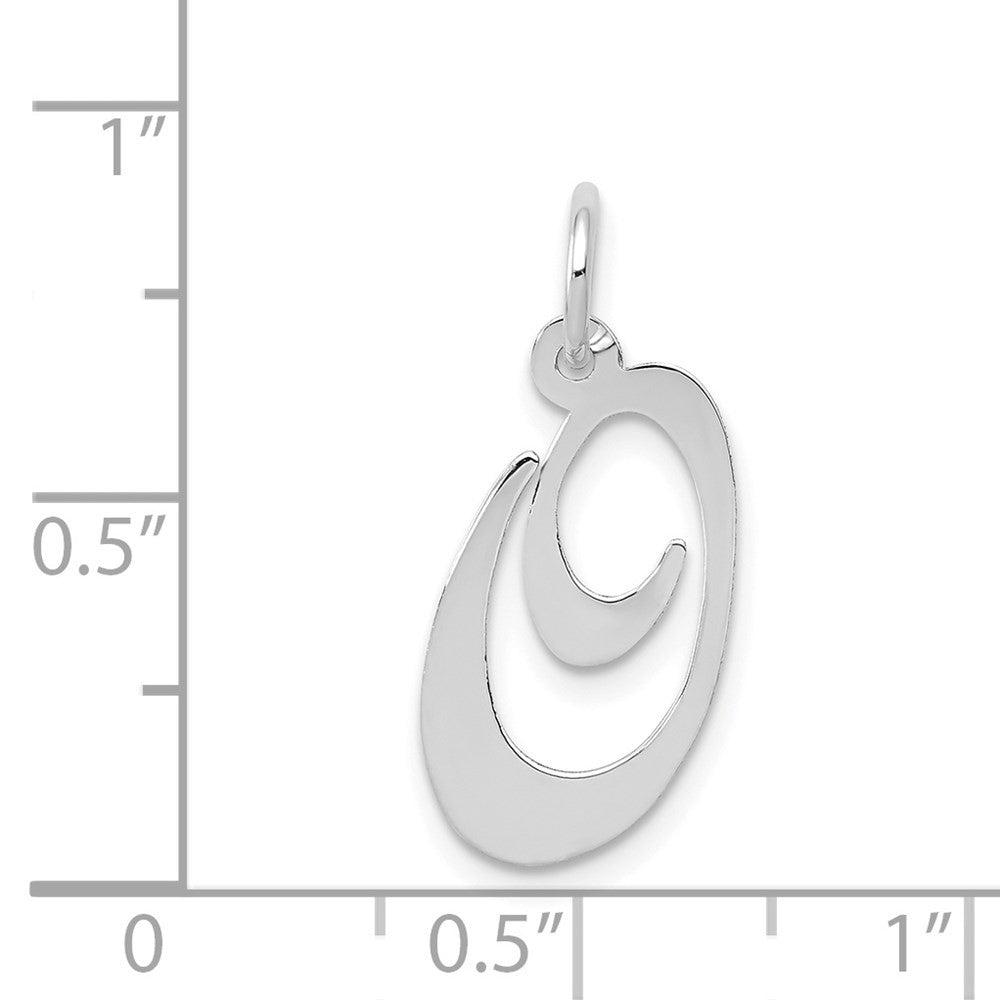 14k White Gold Medium Fancy Script Letter O Initial Charm Pendant