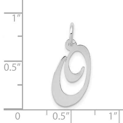 14k White Gold Medium Fancy Script Letter O Initial Charm Pendant