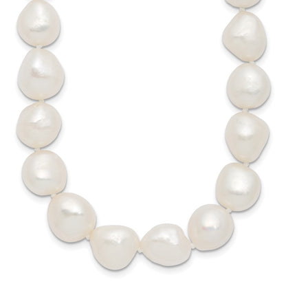 Sterling Silver 11-12mm White Baroque Freshwater Cultured Pearl 20" Necklace