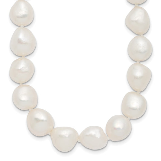 Sterling Silver 11-12mm White Baroque Freshwater Cultured Pearl 20" Necklace