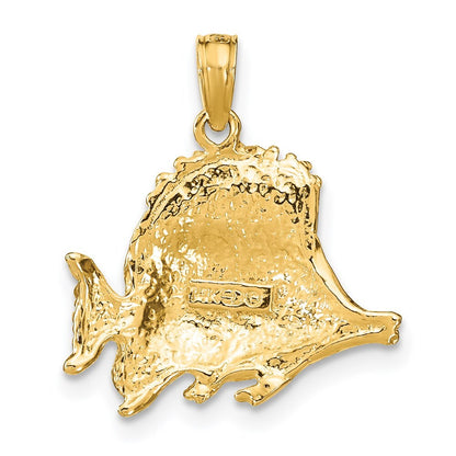 14k Yellow Gold Polished Engraved Fish Charm Pendant for Women