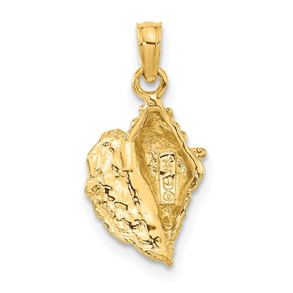 14k Yellow Gold Solid Polished Conch Shell Pendant for Women