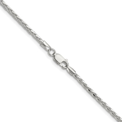 Sterling Silver 2.5mm Diamond-cut Square Spiga Chain Necklace