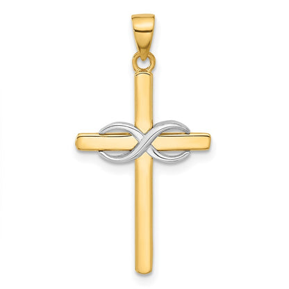 14k Two-tone Gold Polished Infinity Cross Pendant for Women