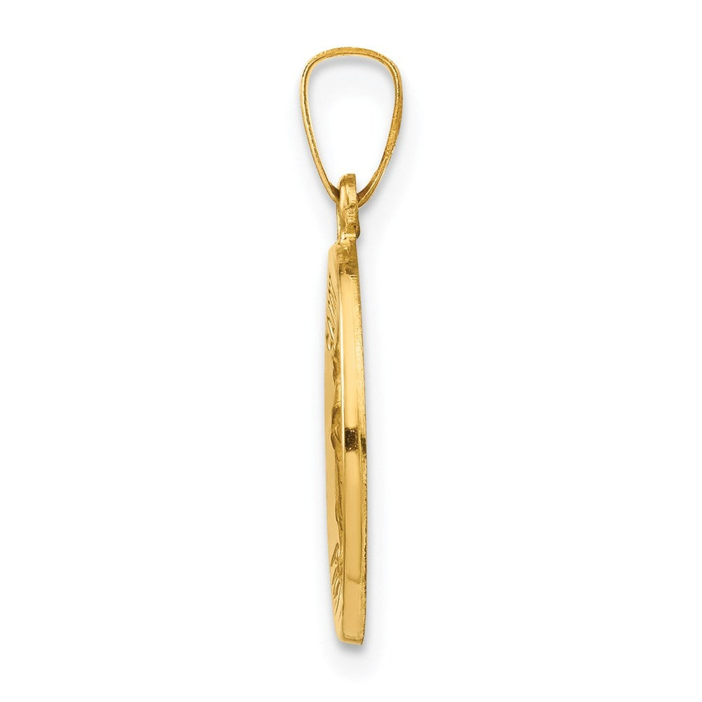 14k Yellow Gold Polished and Satin St Raphael Medal Hollow Pendant