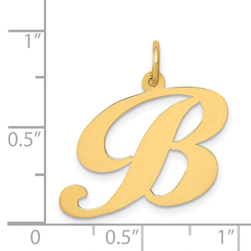 14k Yellow Gold Large Fancy Script Letter B Initial Charm