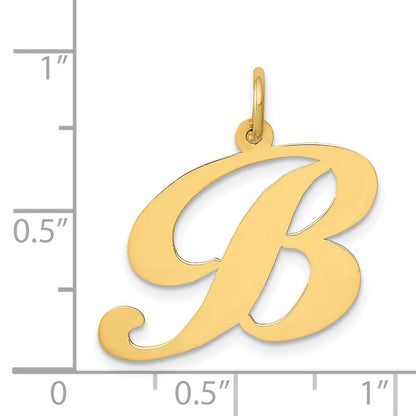 14k Yellow Gold Large Fancy Script Letter B Initial Charm