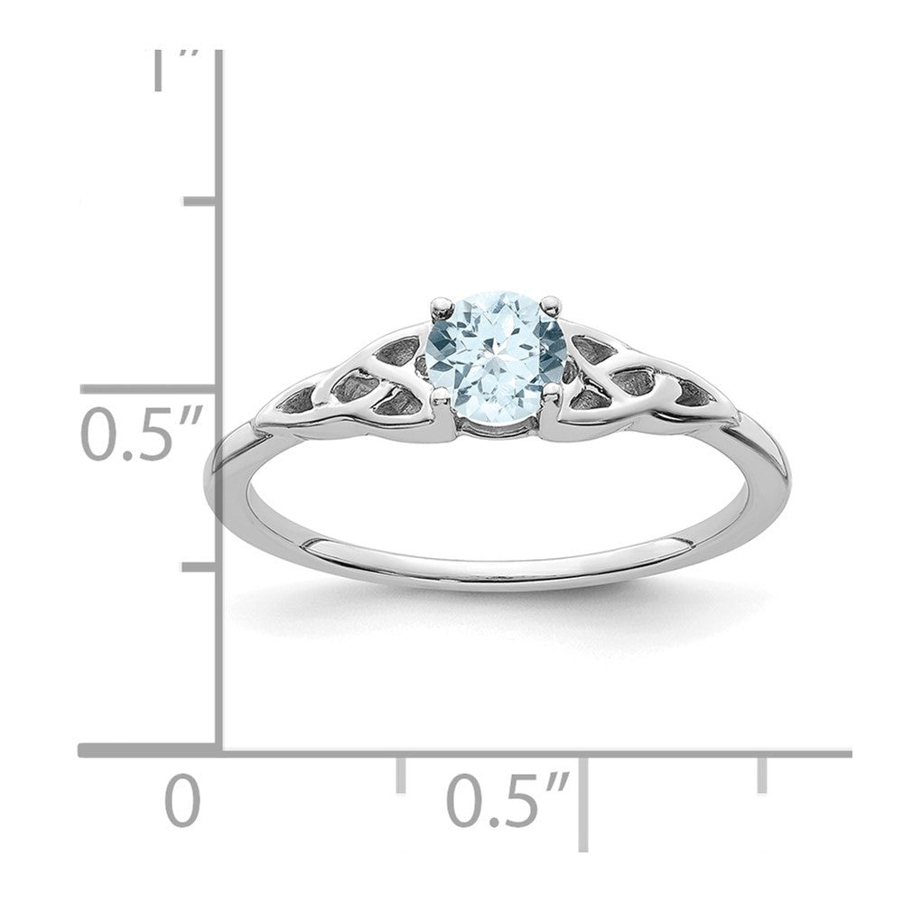 14K White Gold Aquamarine Celtic Knot Ring