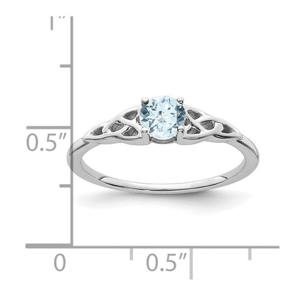 14K White Gold Aquamarine Celtic Knot Ring