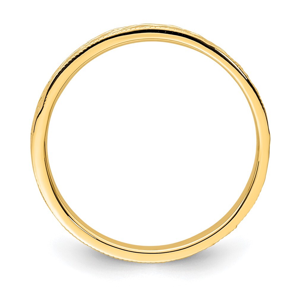 14K Yellow Gold Polished Floral Band Size 7
