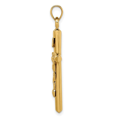 14k Yellow Gold Hollow Crucifix Pendant