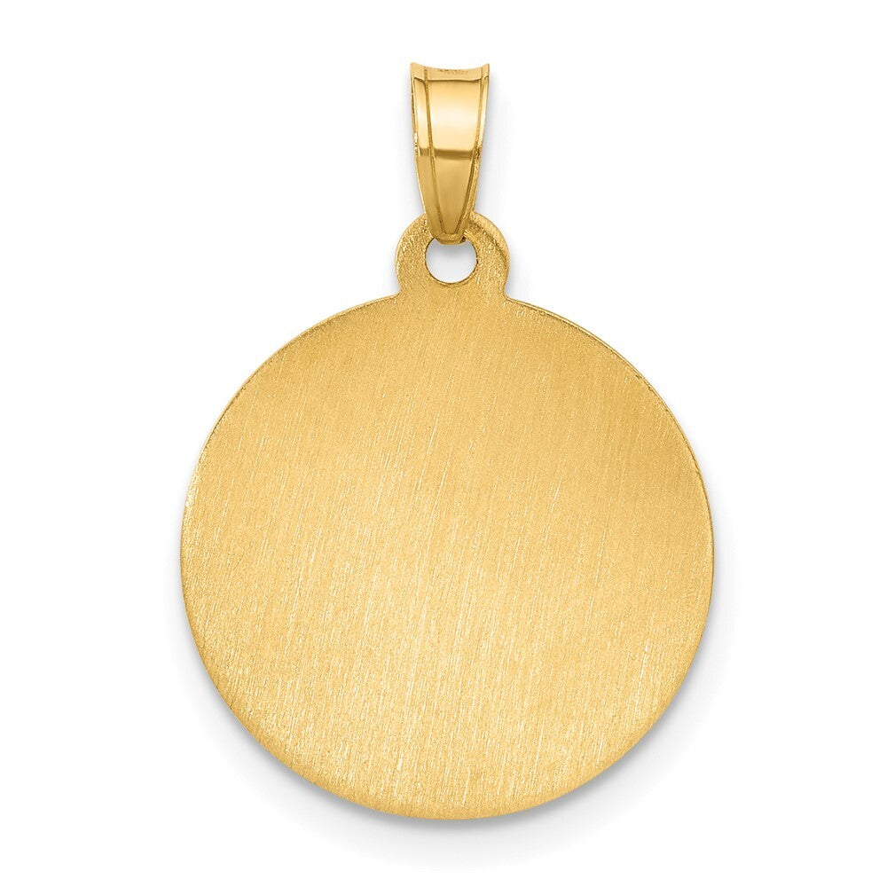 14k Yellow Gold Hollow Our Guardian Angel Medal Pendant for Women