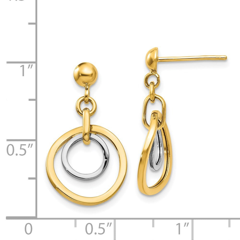 14k Two-tone Circle Dangle Earrings