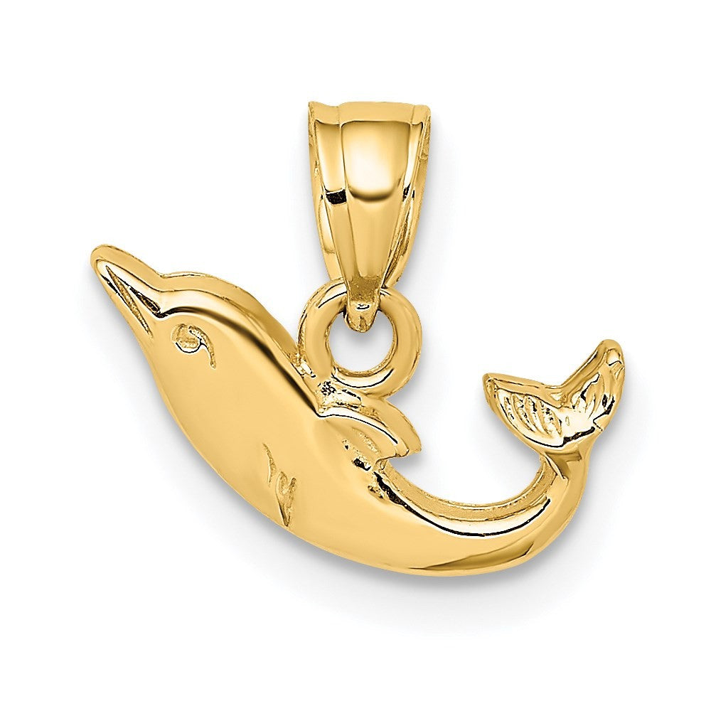 14k Yellow Gold Polished Mini Dolphin Charm