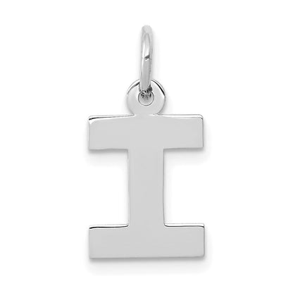 14k White Gold Small Block Letter I Initial Charm Pendant for Women