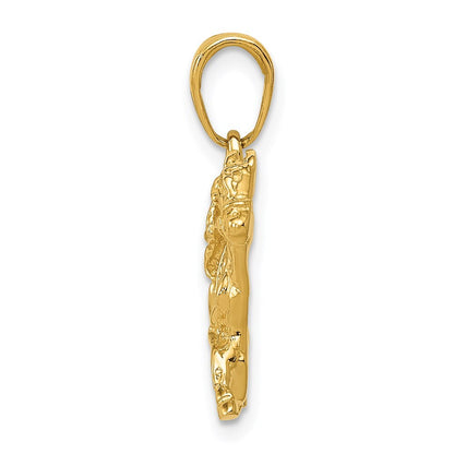 14k Yellow Gold Jockey on Horse Pendant for Women