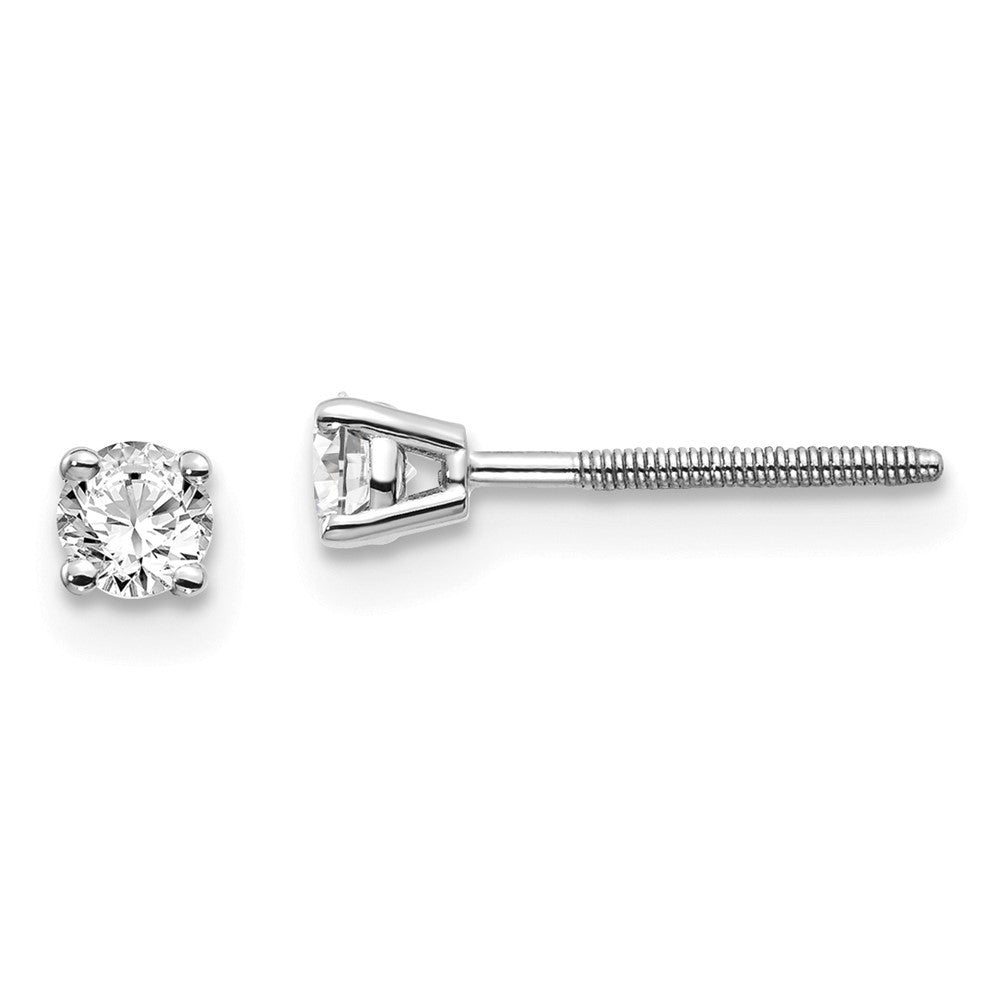 14K White Gold .25ct VS2/SI1 G-I Diamond Stud Thread on/off Earrings