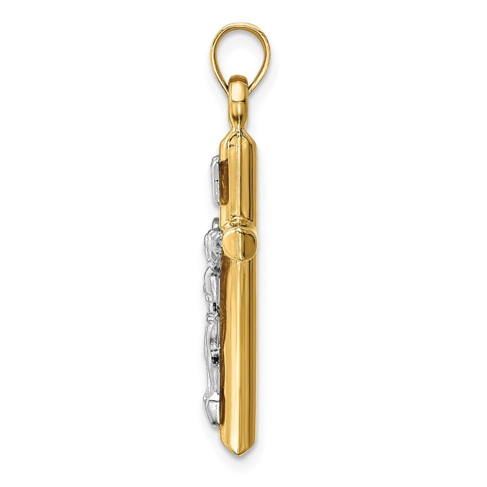 14k Two-tone Gold Hollow Crucifix Pendant for Women