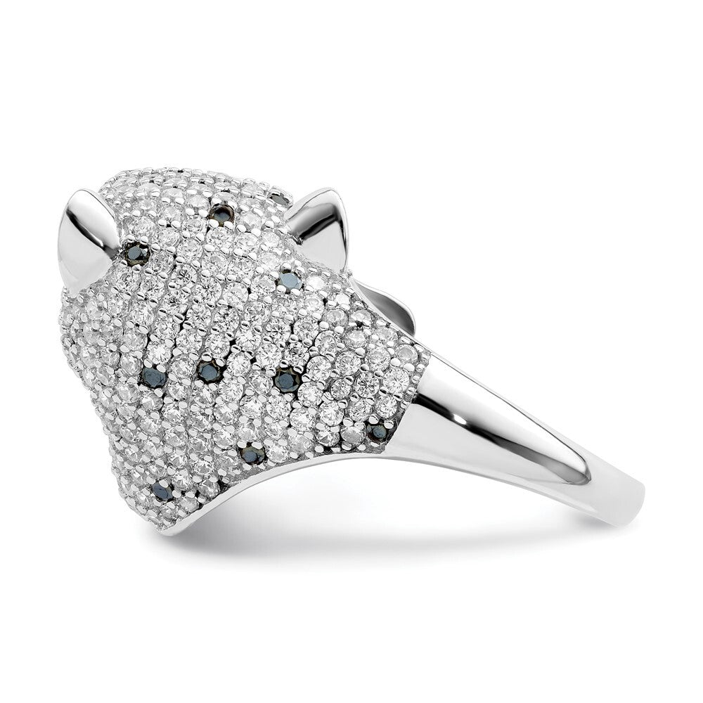 Sterling Silver Rhodium-plated Polished CZ Cheetah Ring Size 7