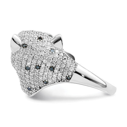 Sterling Silver Rhodium-plated Polished CZ Cheetah Ring Size 7