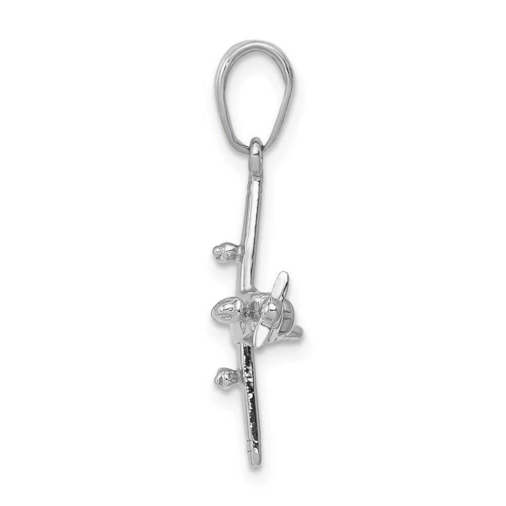 14k White Gold 3-D Low-Wing Airplane Pendant for Women