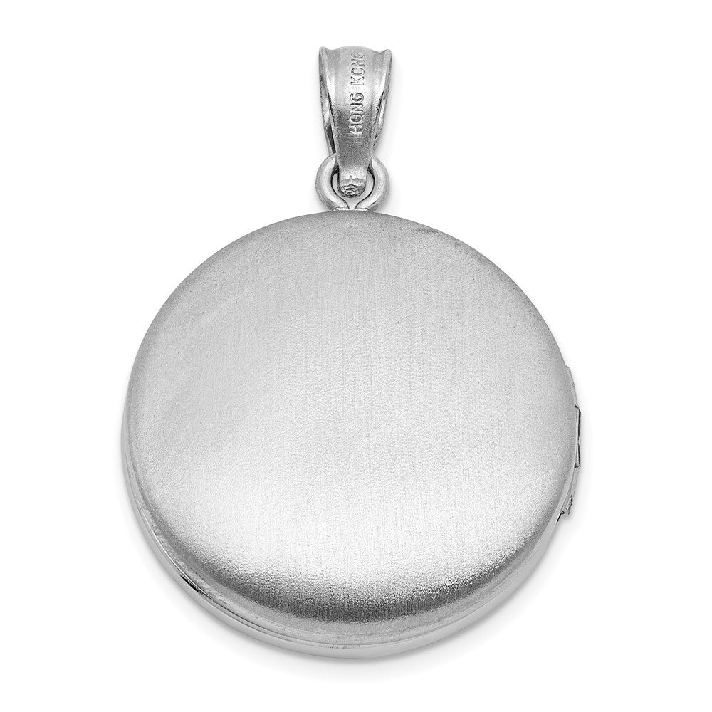 Sterling Silver Polished Front Brushed Back Multi-Heart 20mm Round Locket