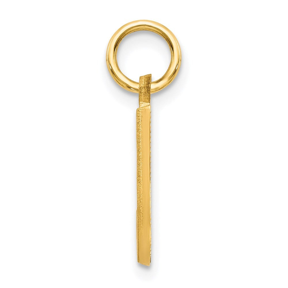 14k Yellow Gold Satin Diamond-cut Letter J Initial Charm Pendant