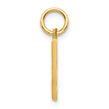 14k Yellow Gold Satin Diamond-cut Letter J Initial Charm Pendant