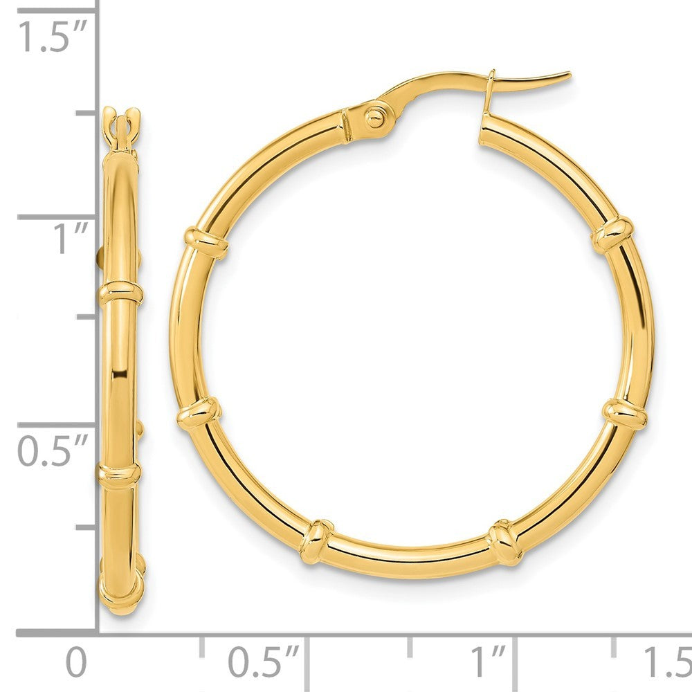 14k Yellow Gold Polished and Fancy Hoop Earrings