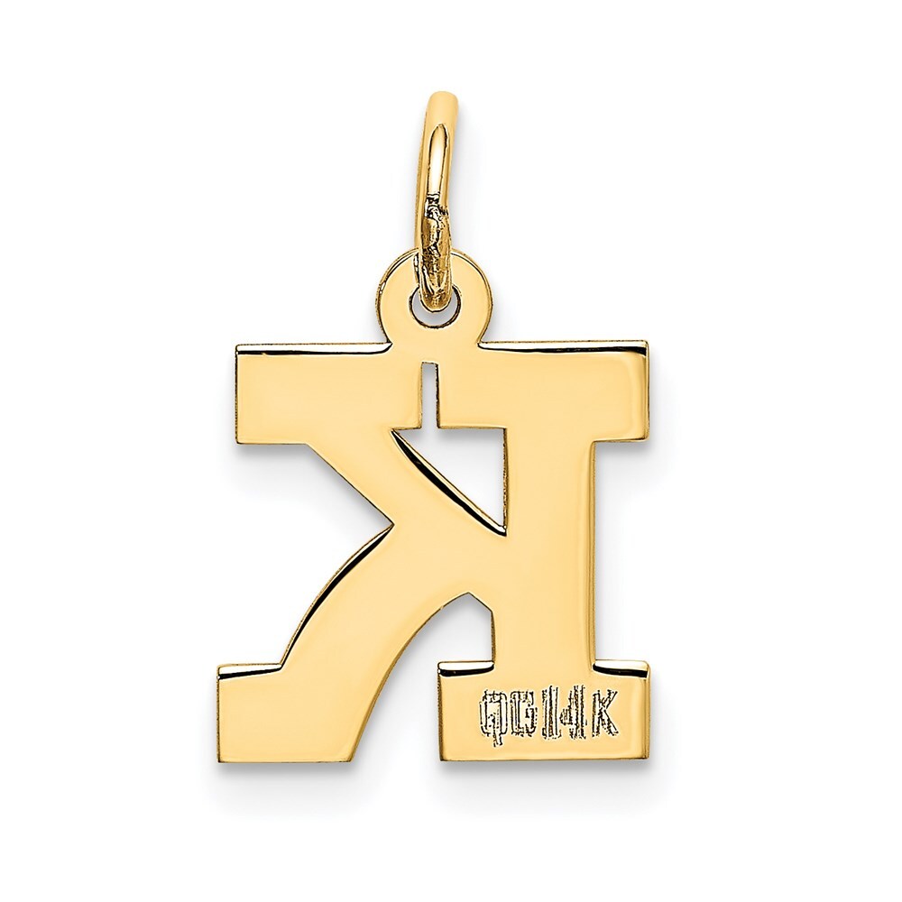 14k Yellow Gold Small Block Letter K Initial Charm Pendant for Women