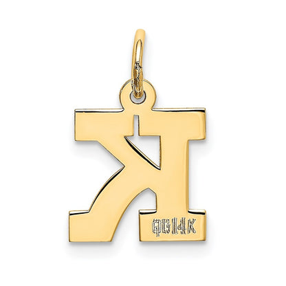 14k Yellow Gold Small Block Letter K Initial Charm Pendant for Women