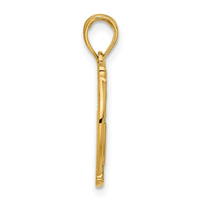 14k Yellow Gold Polished Hand Gesture in Circle Charm Pendant for Women