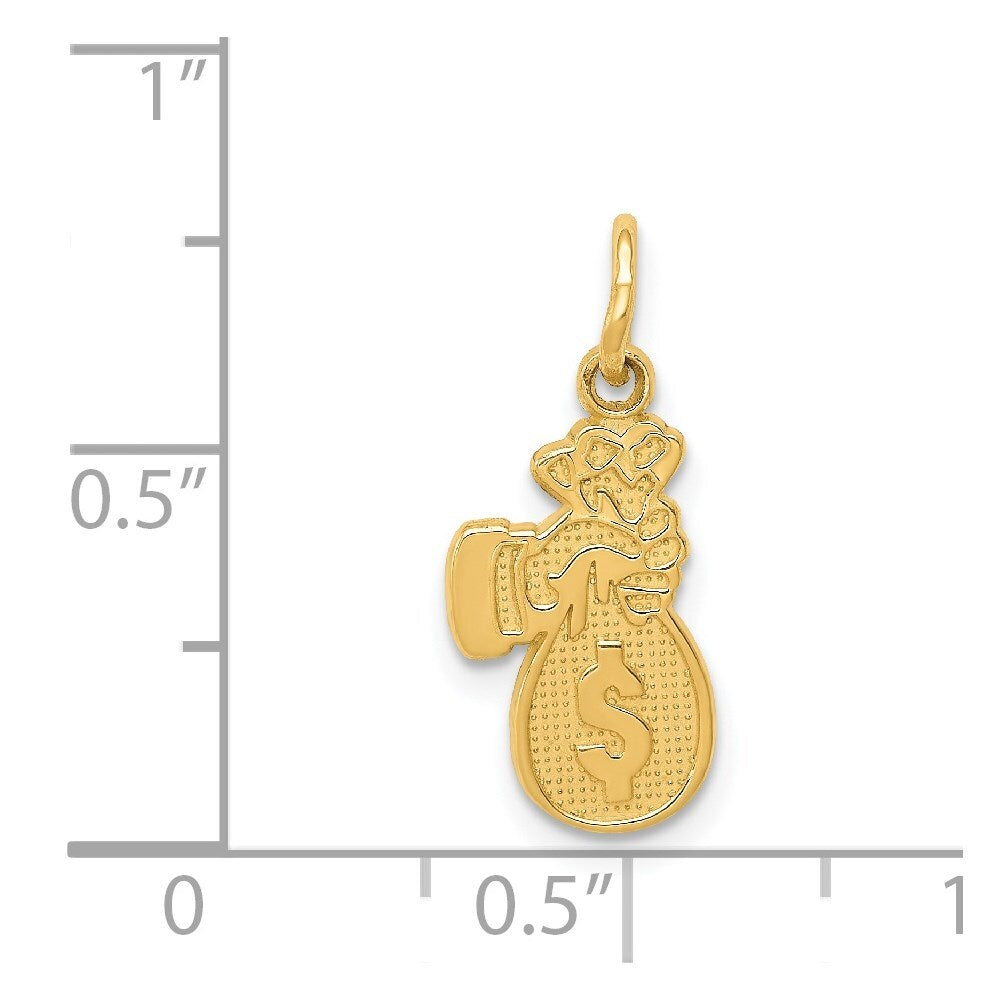 14k Yellow Gold Money Bag Charm Pendant for Women