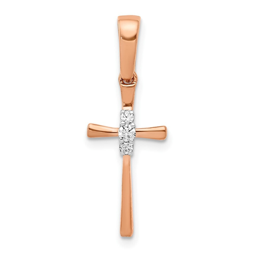14k Rose Gold .03ct. Diamond Cross Pendant for Women