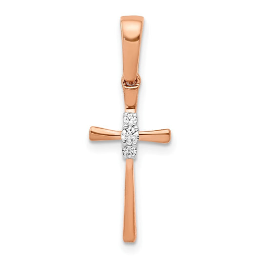14k Rose Gold .03ct. Diamond Cross Pendant for Women