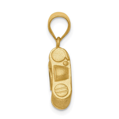 14k Yellow Gold Brushed & Polished Enameled Camera Pendant