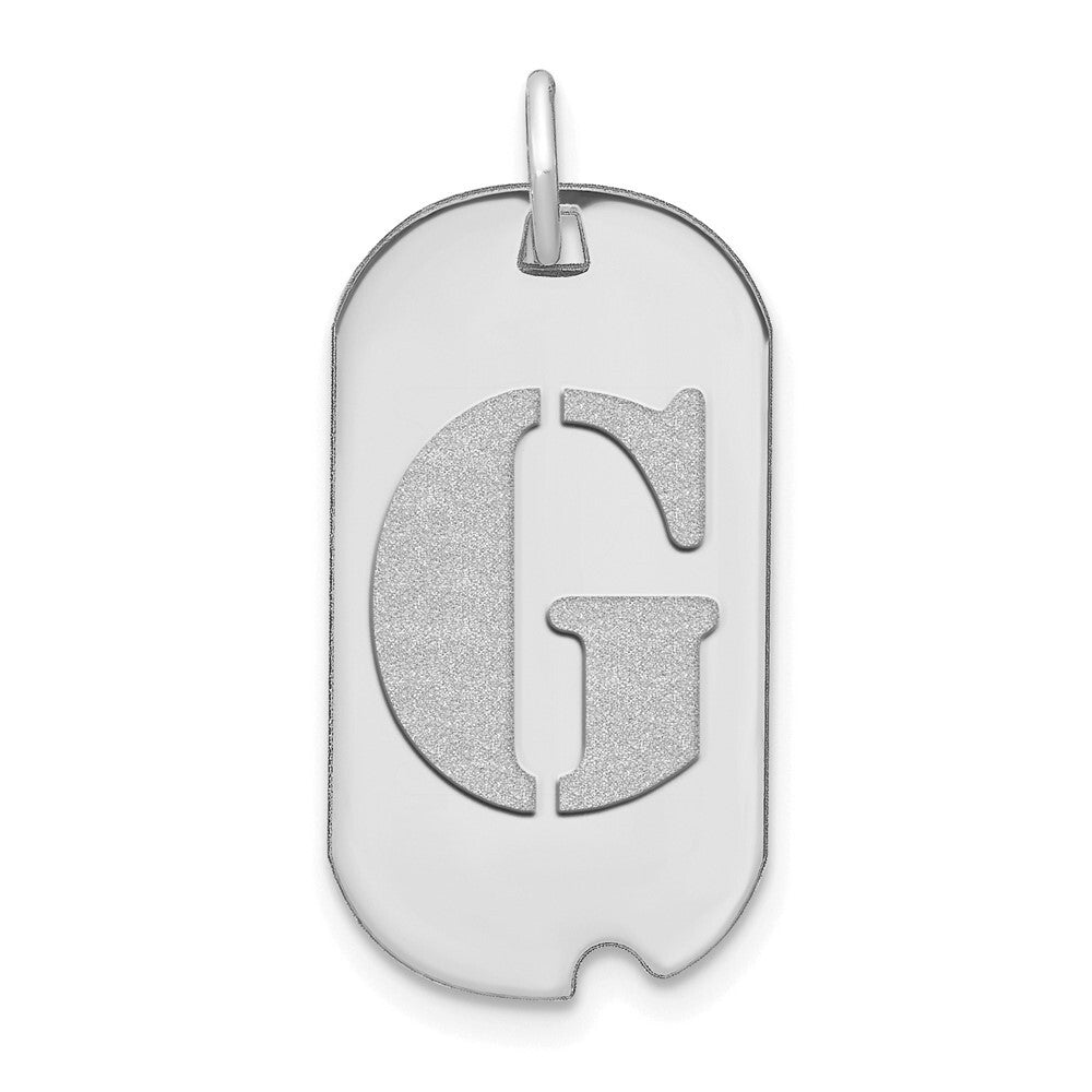14k White Gold Polished Letter G Initial Dog Tag Pendant for Women