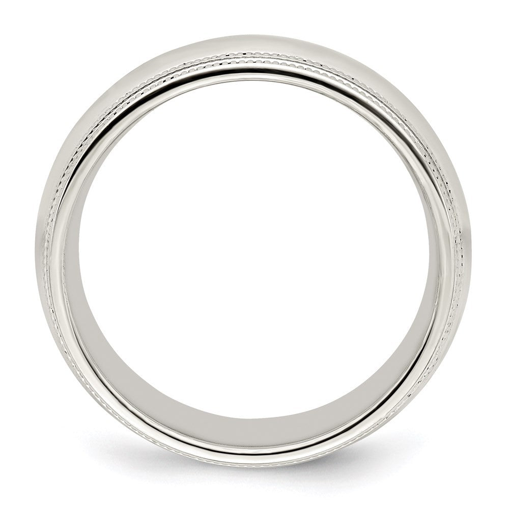 Sterling Silver 8mm Comfort Fit Double Milgrain Size 12 Band Ring