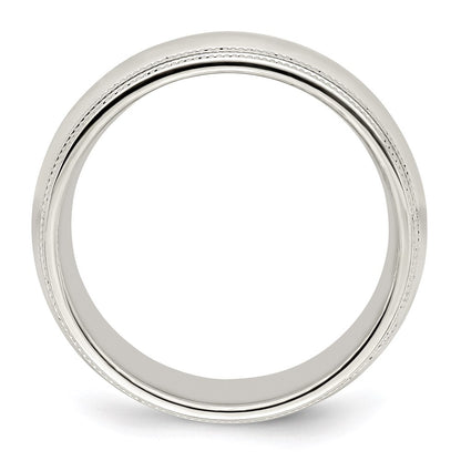 Sterling Silver 8mm Comfort Fit Double Milgrain Size 12 Band Ring