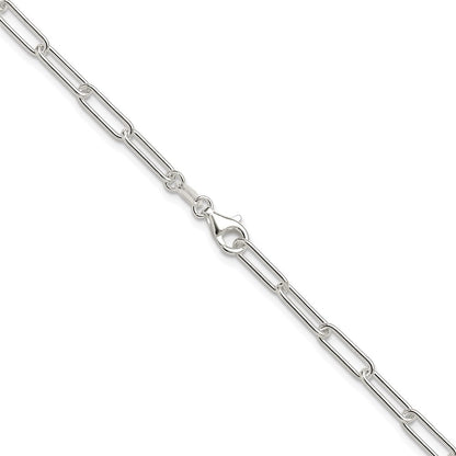 Sterling Silver Rhodium-plated Polished 3.5mm Elongated Cable Chain Necklace