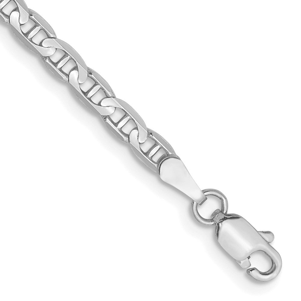14K White Gold 7 inch 3mm Concave Anchor Bracelet