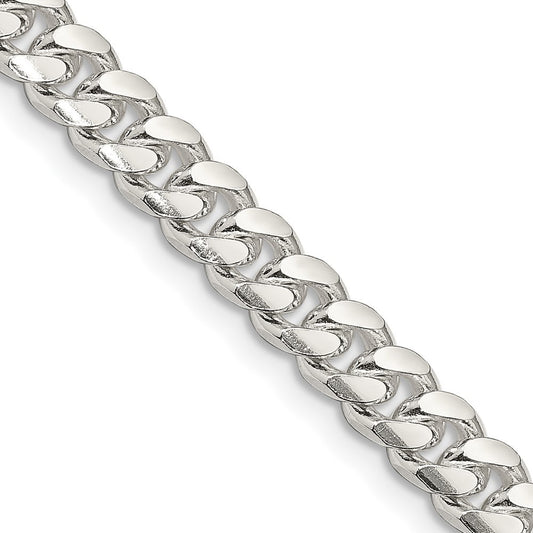 Sterling Silver 7mm Domed w/ Side Diamond-Cut Curb Chain Necklace