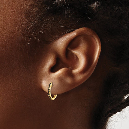14k Yellow Gold Black and Cubic Zirconia Reversible Hinged Huggie Hoop Earrings