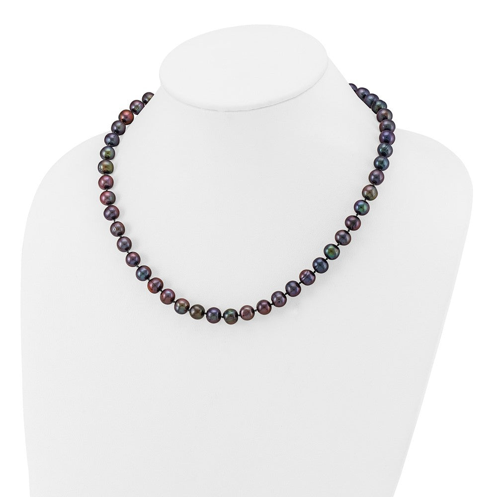 14k Yellow Gold 8-9mm Black Freshwater Cultured Pearl 18 inch Necklace