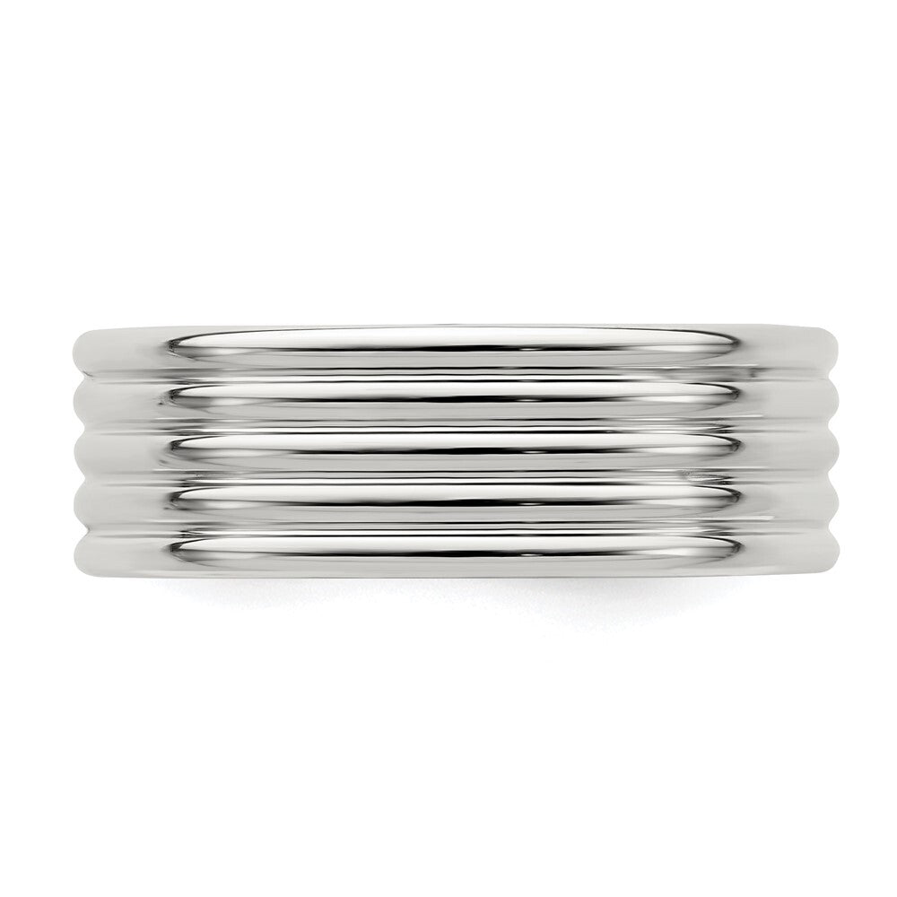 Sterling Silver 7mm Polished 5-Row Fancy Band Size 7