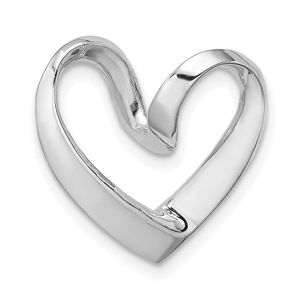 14k White Gold Polished Heart Chain Slide Pendant for Women