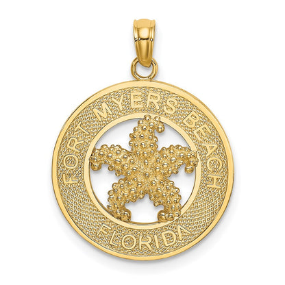 14k Yellow Gold FT. MYERS BEACH FLORIDA  Starfish Charm Pendant for Women