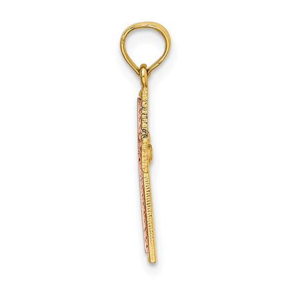 14k Two-tone Polished Cross Charm